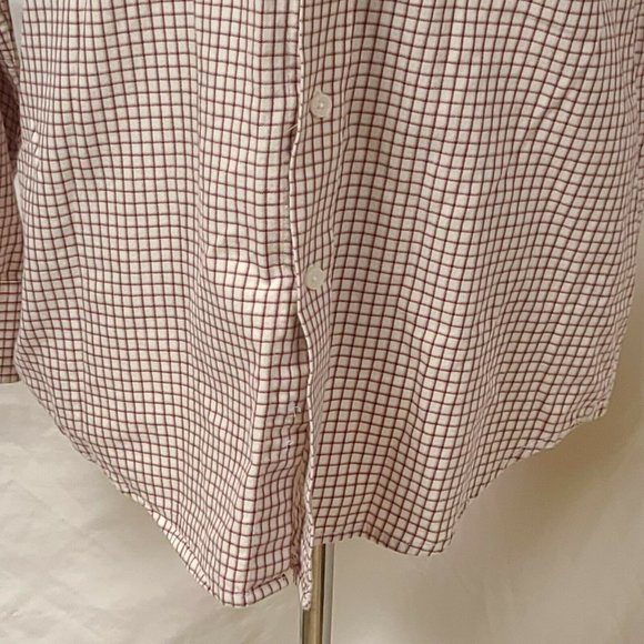 Steve & Barry's Mens Large Cream Red Check Long Sleeve Button Up Shirt - Picture 4 of 12
